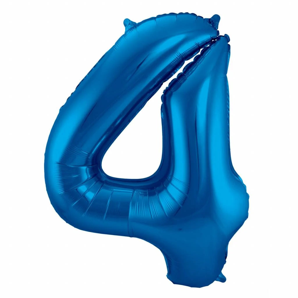 Cijfer Ballon Blauw 4 - 86cm