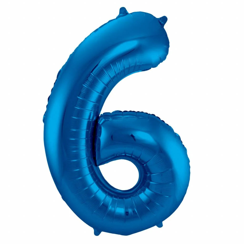 Cijfer Ballon Blauw 6 - 86cm