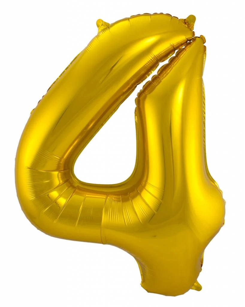 Cijfer Ballon Goud 4 - 86cm
