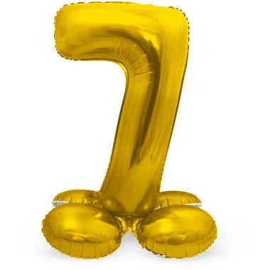Cijfer Ballon Goud 7 Met Standaard - 72 cm