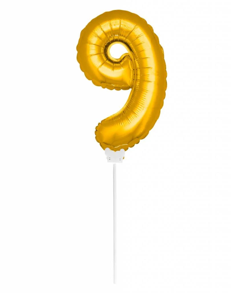 Cijfer Ballon Goud 9 - 36cm