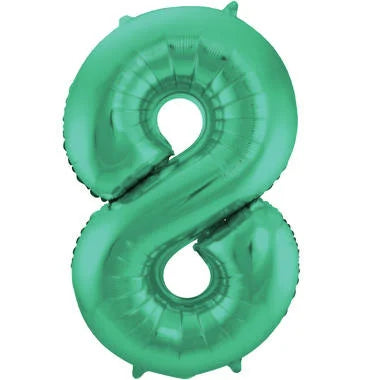 Cijfer Ballon Mat Groen Metallic 8 - 86cm