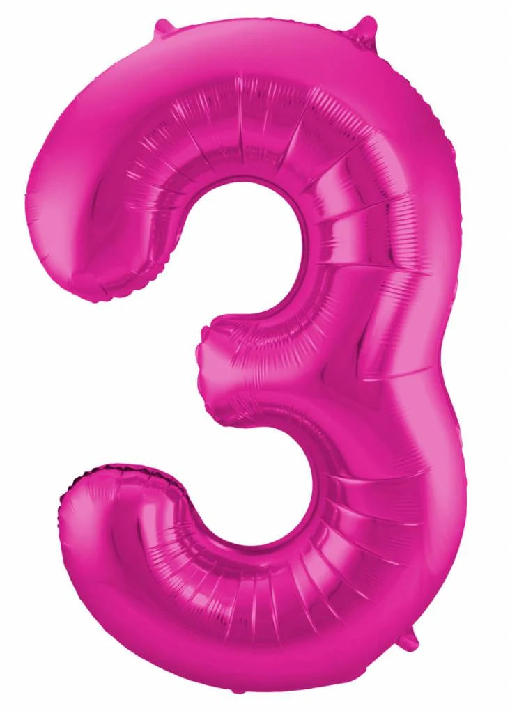 Cijfer Ballon Paars 3 - 86cm