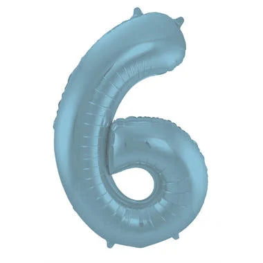 Cijfer Ballon Pastel Blauw 6 - 86cm