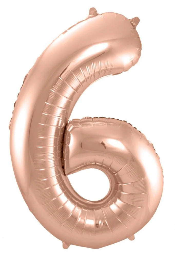 Cijfer Ballon Rosé Goud 6 - 86cm