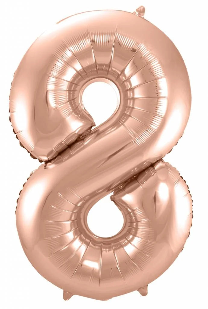 Cijfer Ballon Rosé Goud 8 - 86cm