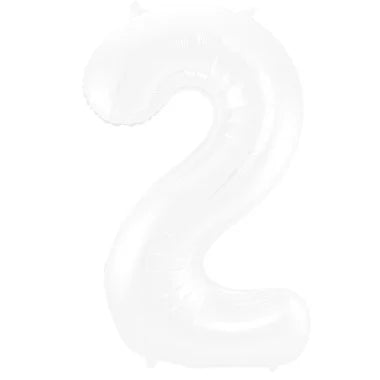 Cijfer Ballon Wit 2 - 86cm