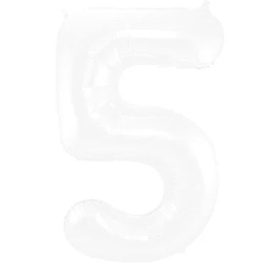 Cijfer Ballon Wit 5 - 86cm