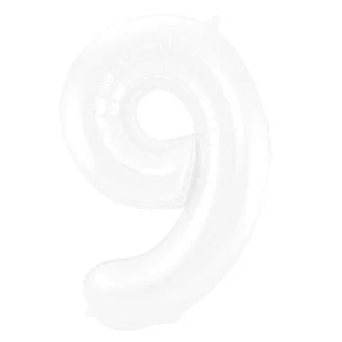 Cijfer Ballon Wit 9 - 86cm