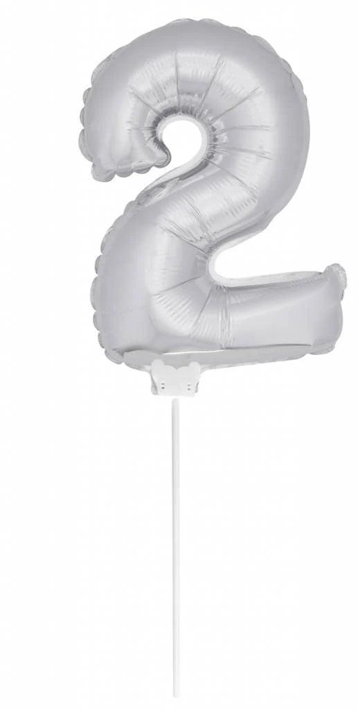 Cijfer Ballon Zilver 2 - 36cm