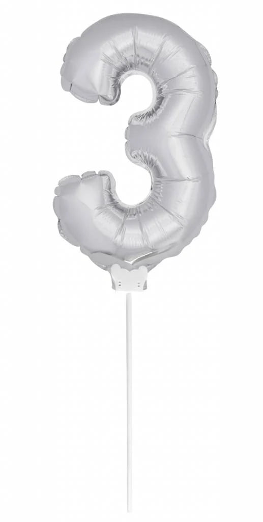 Cijfer Ballon Zilver 3 - 36cm