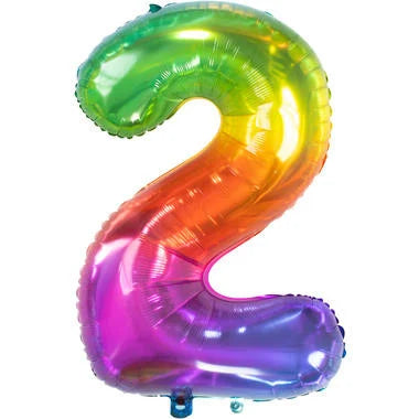 Cijferballon Rainbow Cijfer 2 - 81 cm