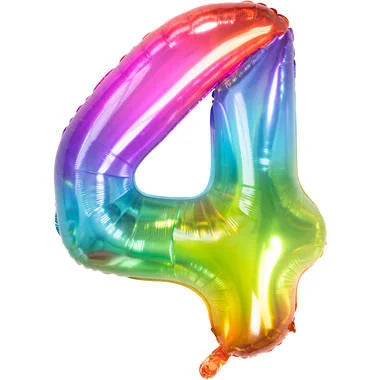 Cijferballon Rainbow Cijfer 4 - 81 cm