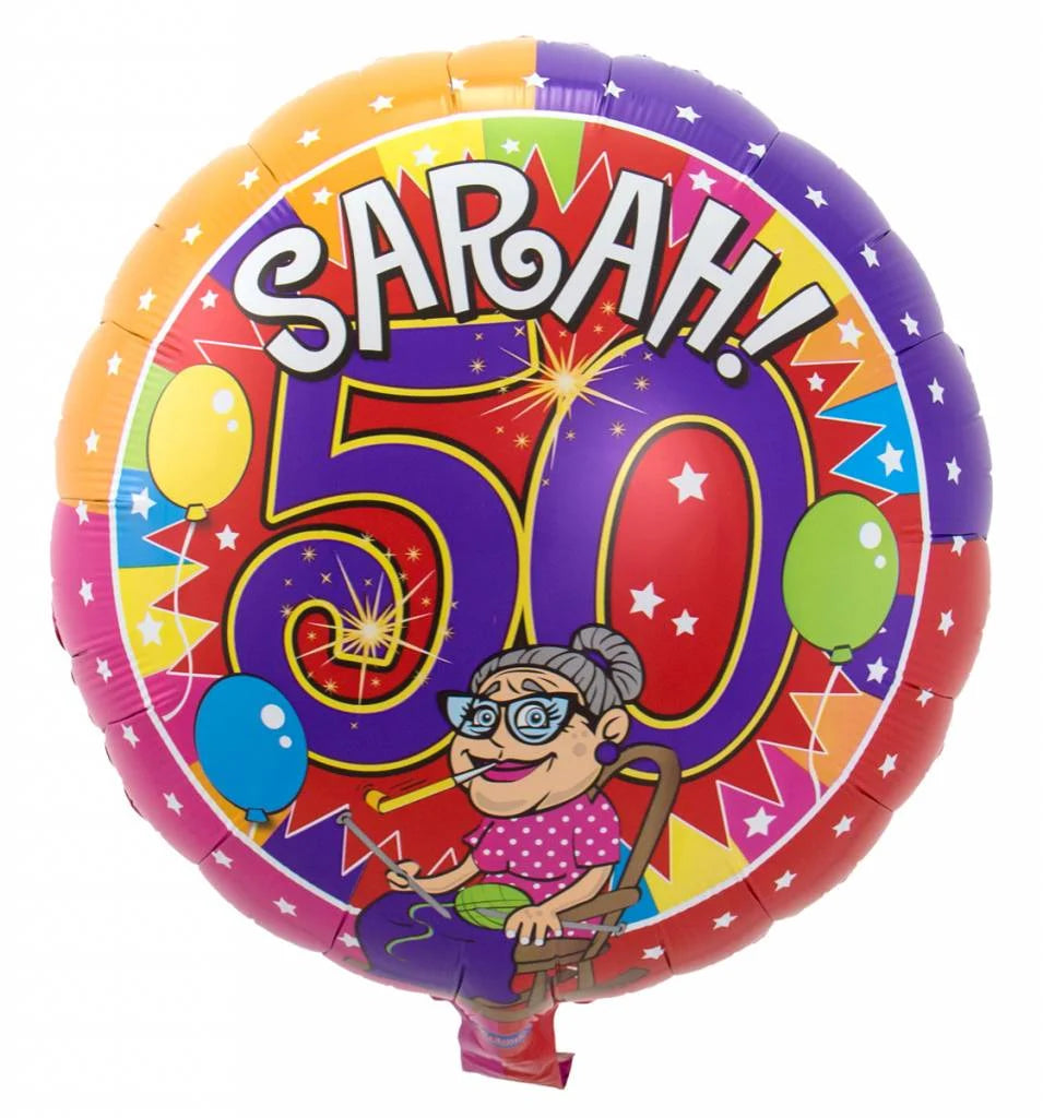 Folie Ballon Sarah 50 Jaar 45cm - per stuk