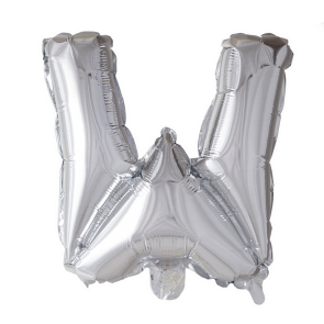 Letter Ballon W Zilver - 41cm