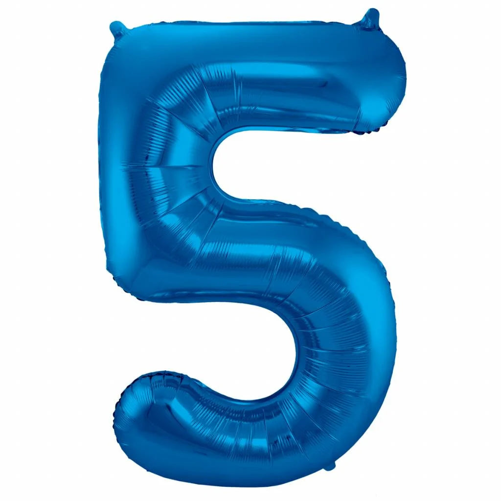 Cijfer Ballon Blauw 5 - 86cm