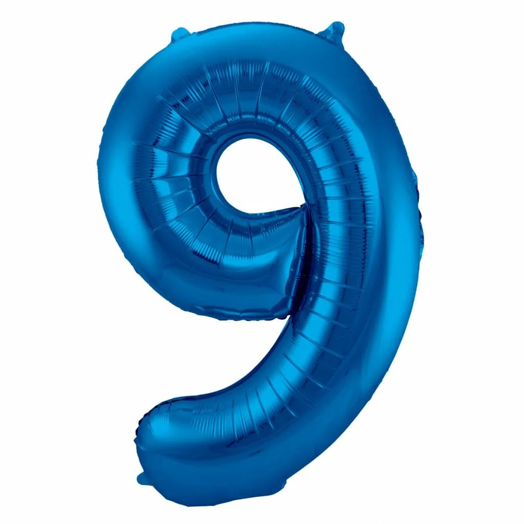 Cijfer Ballon Blauw 9 - 86cm