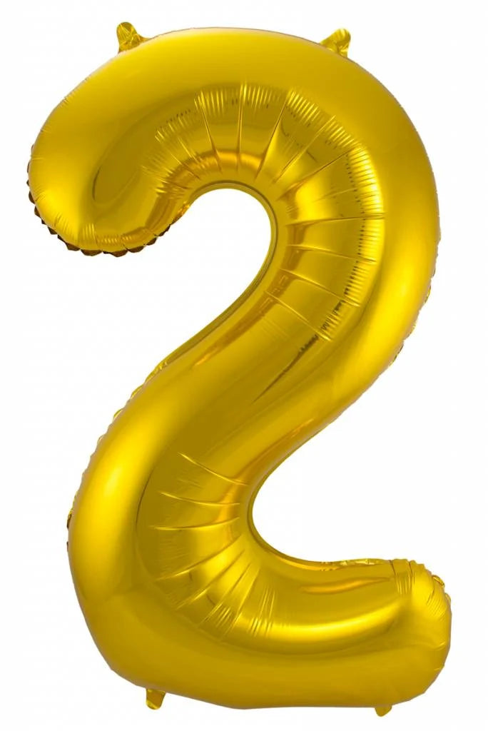 Cijfer Ballon Goud 2 - 86cm