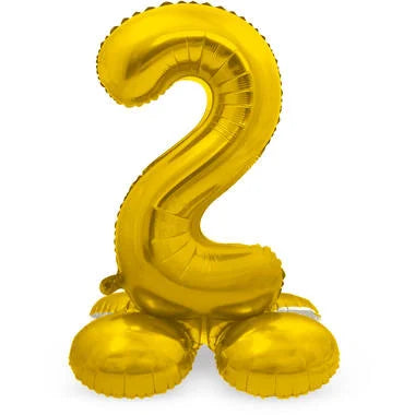 Cijfer Ballon Goud 2 Met Standaard - 72 cm