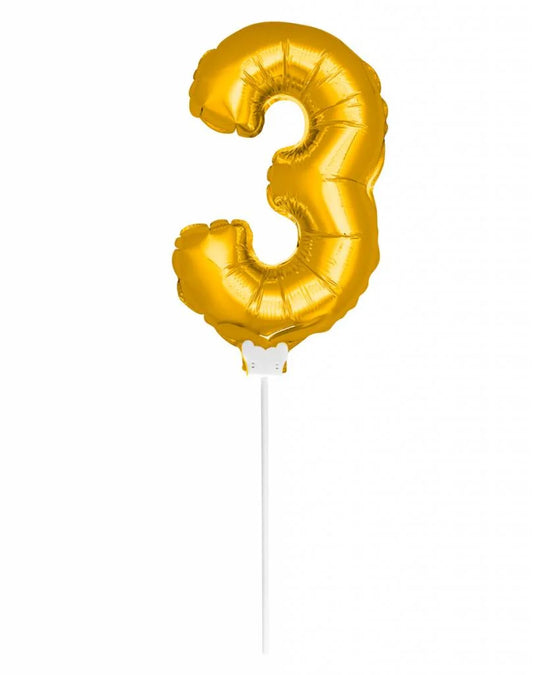 Cijfer Ballon Goud 3 - 36cm