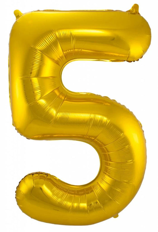 Cijfer Ballon Goud 5 - 86cm