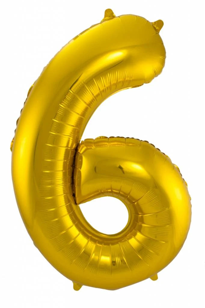 Cijfer Ballon Goud 6 - 86cm