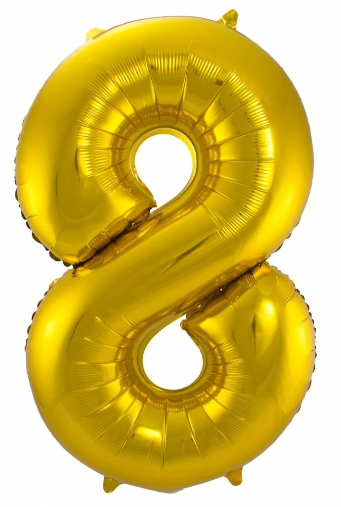 Cijfer Ballon Goud 8 - 86cm