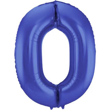 Cijfer Ballon Mat Blauw Metallic 0 - 86cm