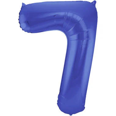 Cijfer Ballon Mat Blauw Metallic 7 - 86cm