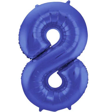 Cijfer Ballon Mat Blauw Metallic 8 - 86cm