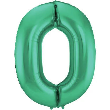 Cijfer Ballon Mat Groen Metallic 0 - 86cm