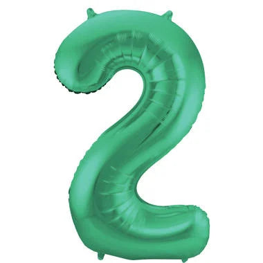 Cijfer Ballon Mat Groen Metallic 2 - 86cm