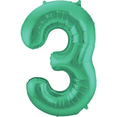 Cijfer Ballon Mat Groen Metallic 3 - 86cm