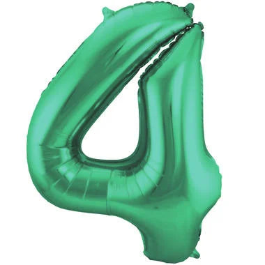Cijfer Ballon Mat Groen Metallic 4 - 86cm