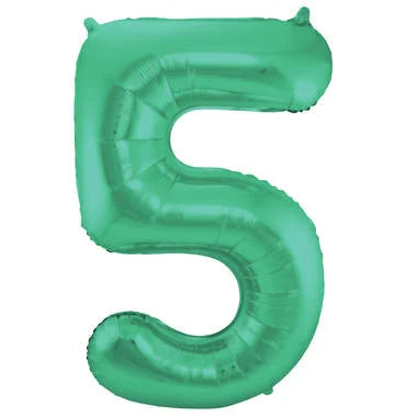 Cijfer Ballon Mat Groen Metallic 5 - 86cm