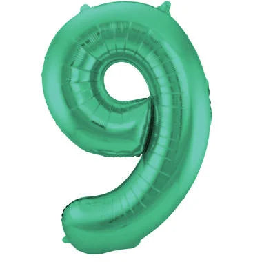 Cijfer Ballon Mat Groen Metallic 9 - 86cm