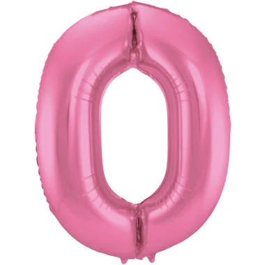 Cijfer Ballon Mat Roze Metallic 0 - 86cm