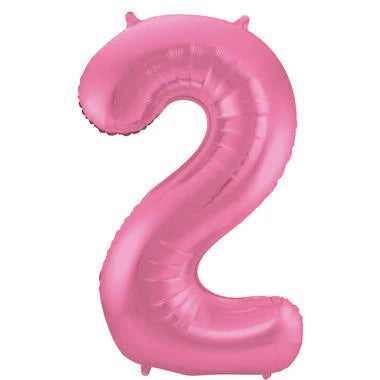 Cijfer Ballon Mat Roze Metallic 2 - 86cm
