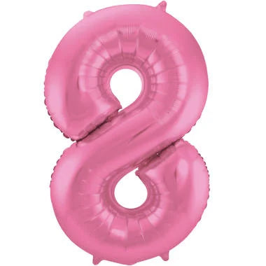 Cijfer Ballon Mat Roze Metallic 8 - 86cm
