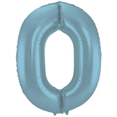 Cijfer Ballon Pastel Blauw 0 - 86cm