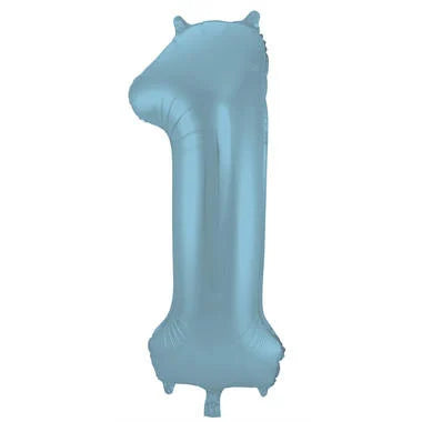 Cijfer Ballon Pastel Blauw 1 - 86cm