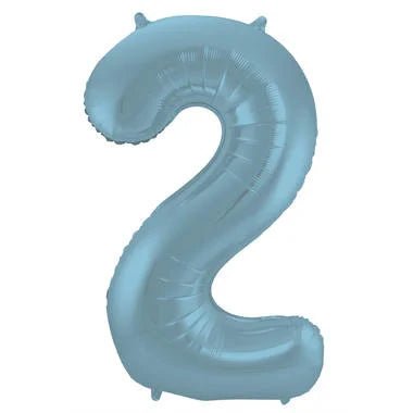 Cijfer Ballon Pastel Blauw 2 - 86cm