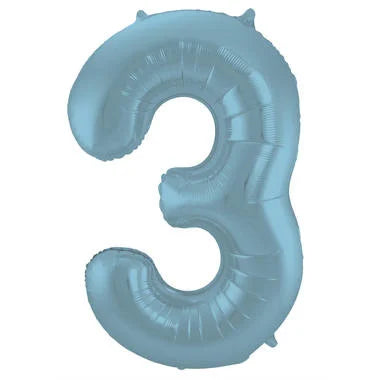 Cijfer Ballon Pastel Blauw 3 - 86cm