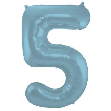 Cijfer Ballon Pastel Blauw 5 - 86cm