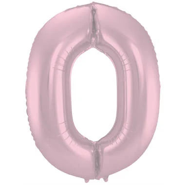 Cijfer Ballon Pastel Roze 0 - 86cm