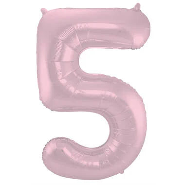 Cijfer Ballon Pastel Roze 5 - 86cm
