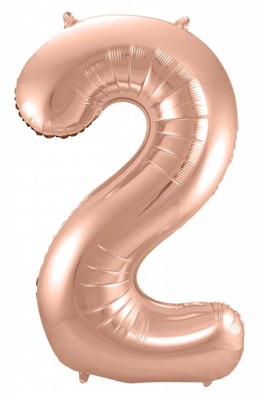Cijfer Ballon Rosé Goud 2 - 86cm