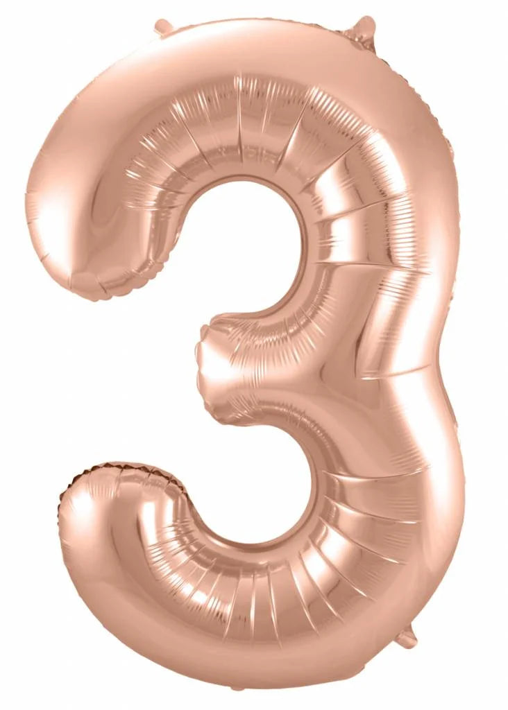 Cijfer Ballon Rosé Goud 3 - 86cm
