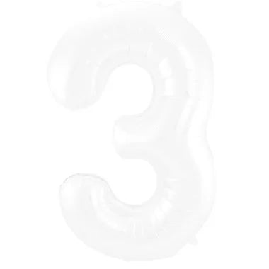 Cijfer Ballon Wit 3 - 86cm
