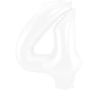 Cijfer Ballon Wit 4 - 86cm